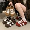 European Matte Soft Leather Big Head Lace-up Bread Shoes Casual Board Shoes Thin German Training Shoes Flat Shoes Sports Shoes Women's Shoes