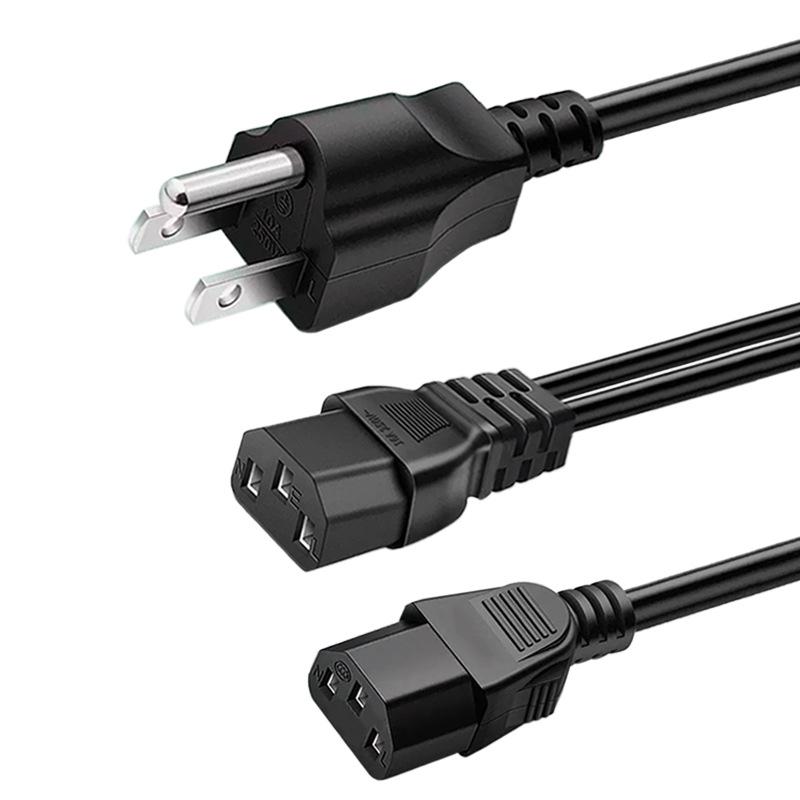 American Style Pure Copper Y-Splitter C13 Power Cord for Monitors and Cabinets