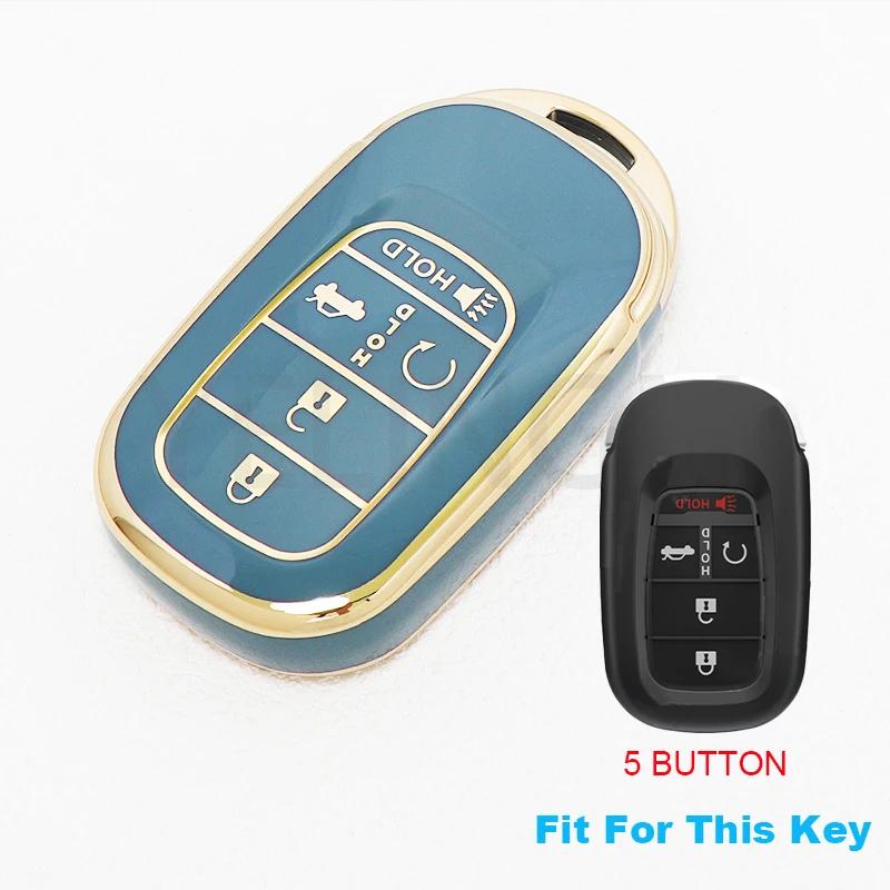 Чехол для ключа из ТПУ для Honda Civic Accord HR-V CR-V CRV 2021 2022 2023 5 кнопок Автомобильный брелок Корпус Держатель для ключа Аксессуары