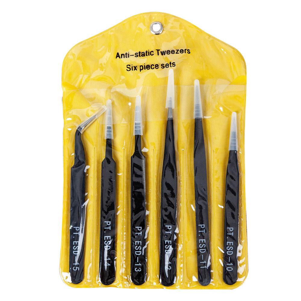 6PCS Anti-Static ESD Tweezers Set - Anti-Magnetic for Electronics & Cake Decorating
