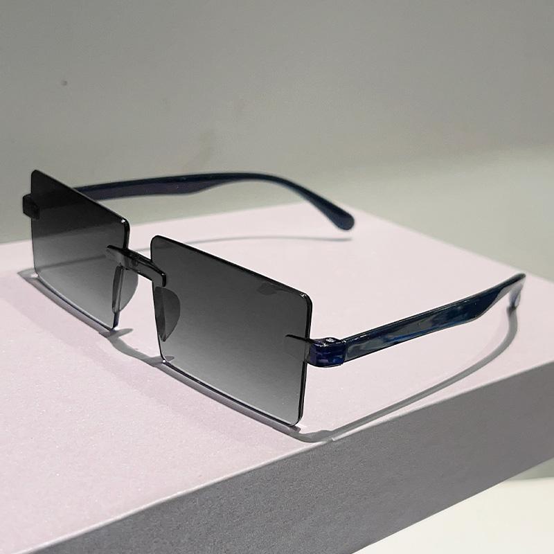 KAMMPT Rimless Rectangle Sunglasses Men New Fashion Gradient Outdoor Shades Women Trendy Simple Beach Vacation Decor Sun Glasses