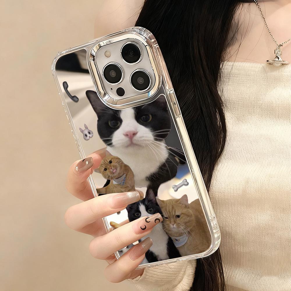 Модный Кошачий Роскошный Зеркало для Макияжа Чехол для Телефона Для IPhone 17e 16e Air Pro Max 17 16 13 11 15 14 12 Животное Funda Противоударный Чехол