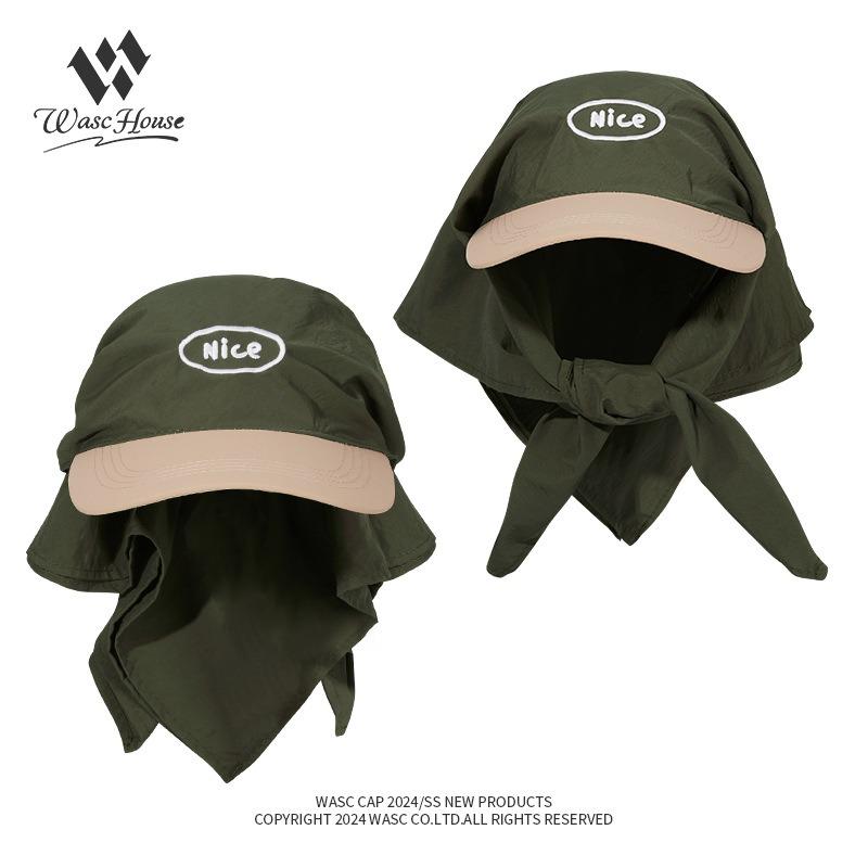 New Color Matching Headscarf Strap Cap Personalized Women's Summer Trend Fashion Letter Embroidery Sunscreen Hat