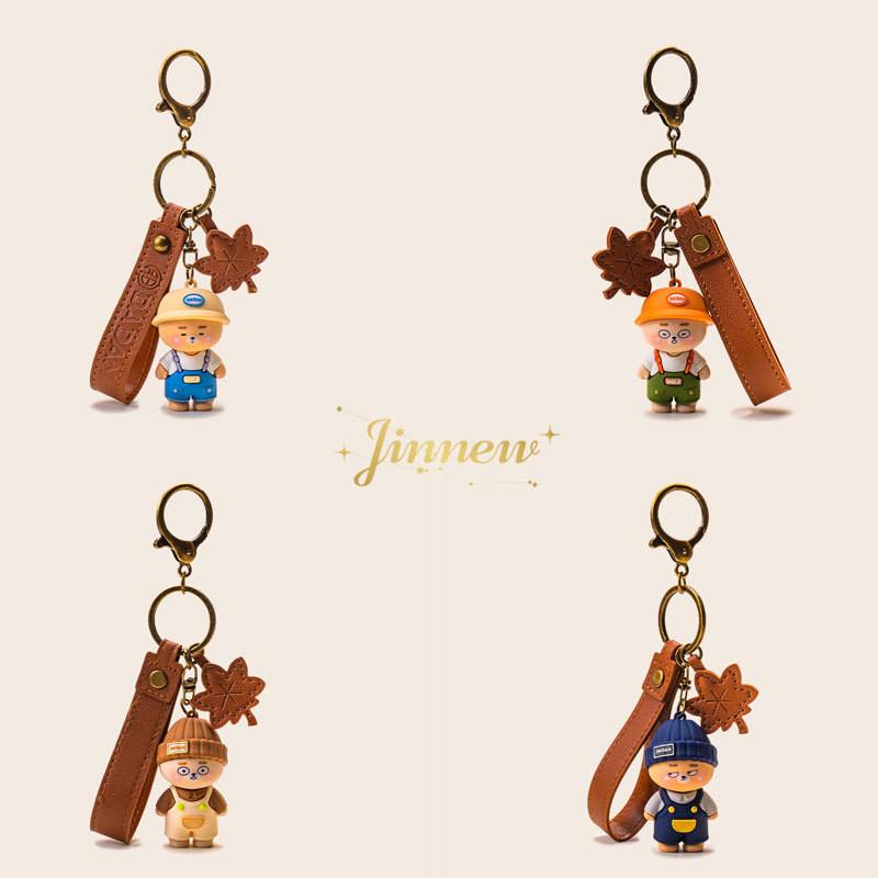 Wearing Bear Little Hat Cartoon Design Keychain For Car Keys And Decor Couples