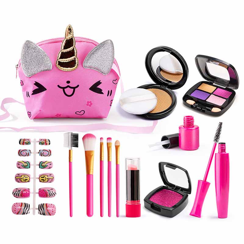 Новая детская косметика Игрушки Милый мультяшный набор сумочки с единорогом Детские игрушки для ролевых игр Имитация макияжа Подарки на день рождения для девочек