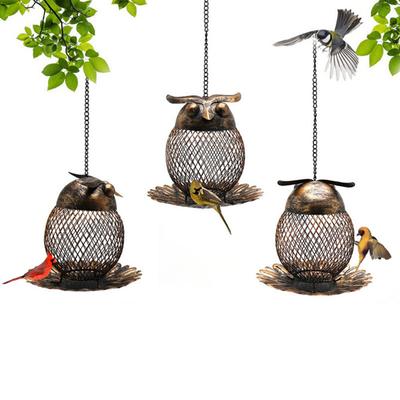 Металлическая подвесная кормушка для птиц в виде совы, для сада, двора, колибри, диких птиц, декор для улицы.