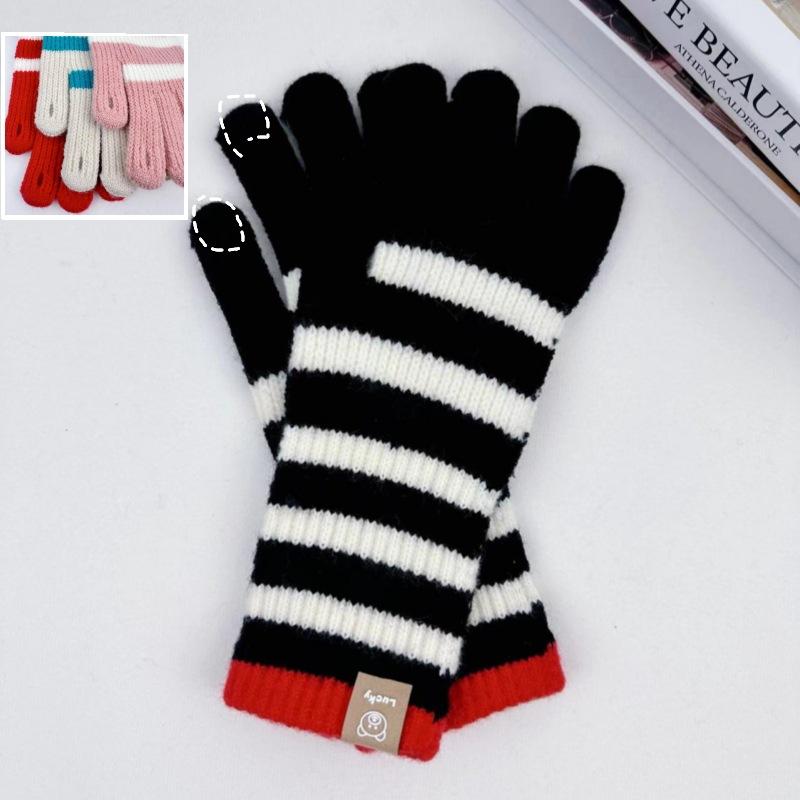 Женские вязаные перчатки Зимние женские перчатки с длинной полоской, с сенсорным экраном, для активного отдыха, для велоспорта