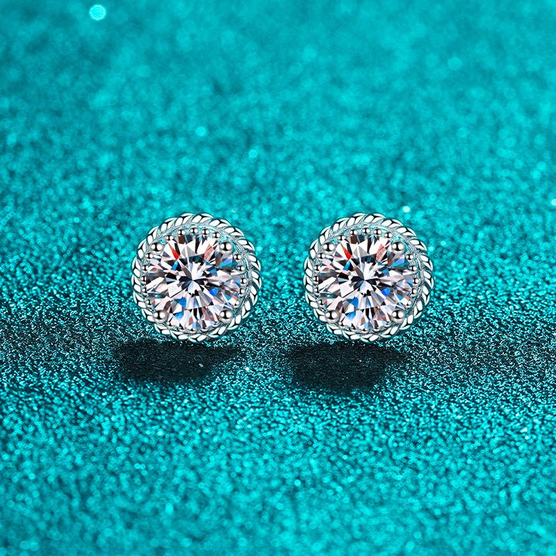 Серьги из серебра 925 пробы, женские сферические серьги из камня Мосан с покрытием из золота Pt950, ювелирные изделия для ушей