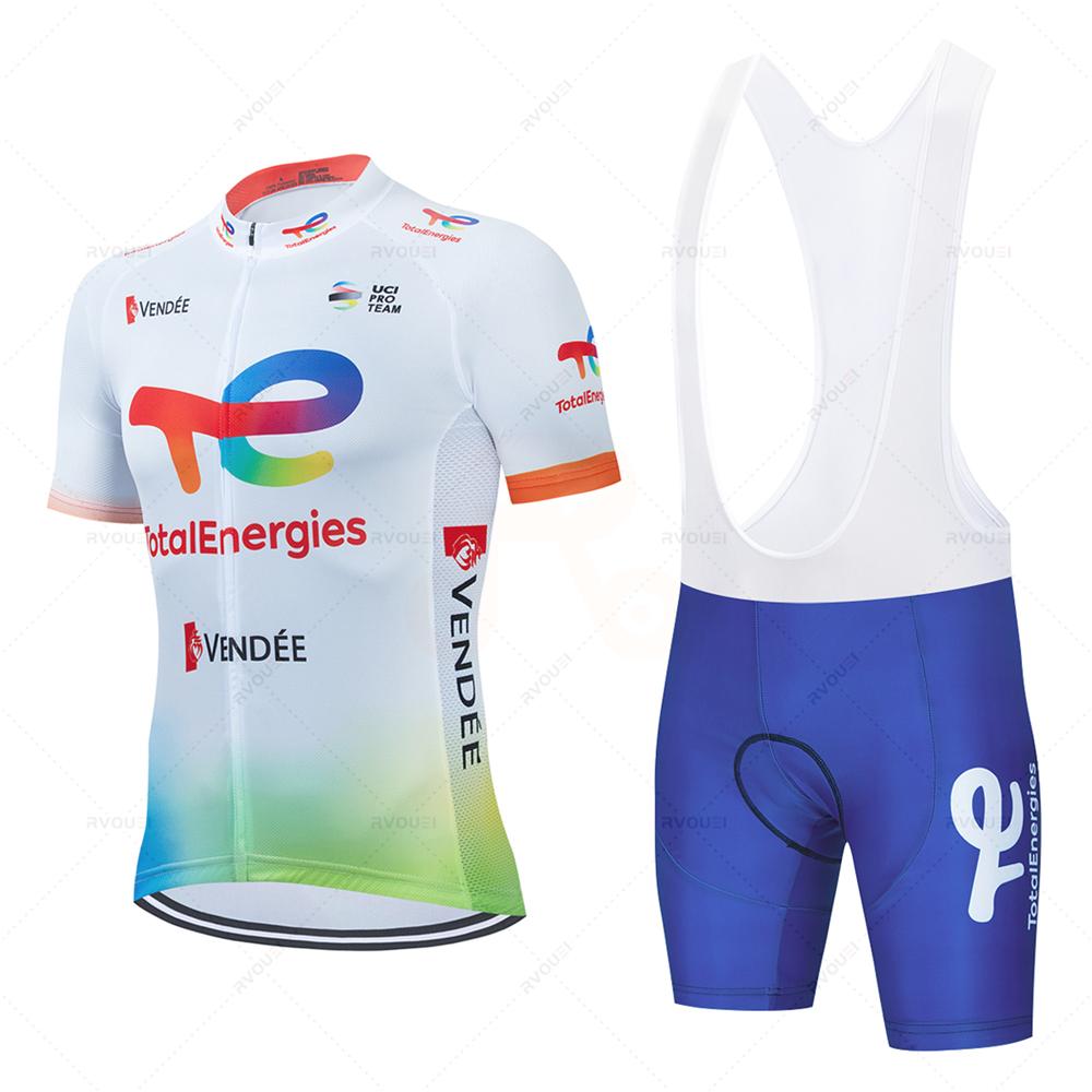 Total Energies Cycling Jersey Set Summer Short Sleeve Breathable Bicycle Men's Bike Clothing Maillot Ropa Ciclismo Uniform Suit