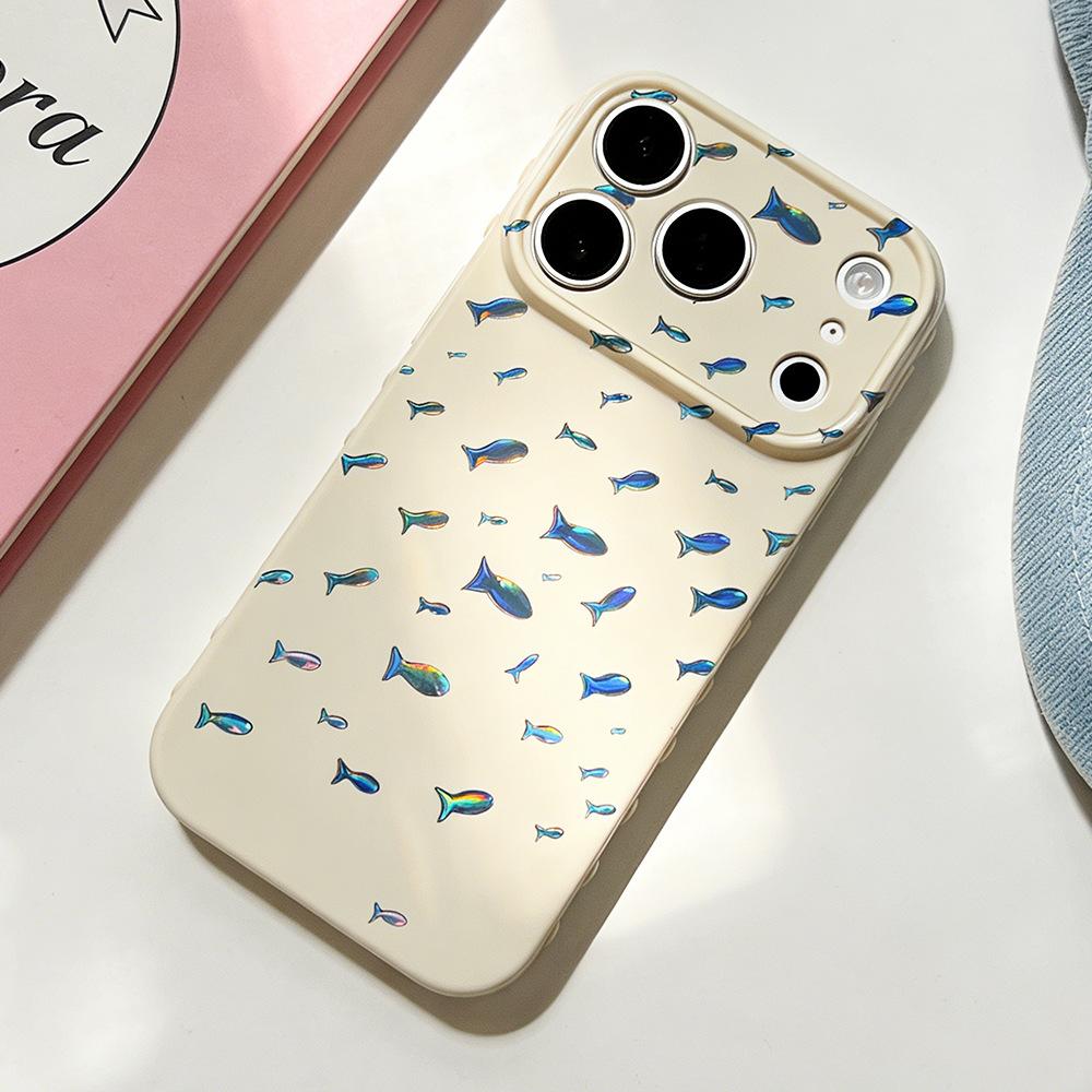 Светло-синий косяк рыб подходит для чехла на мобильный телефон iPhone17/17Pro, противоударного защитного чехла Apple 16/15 14 новый женский