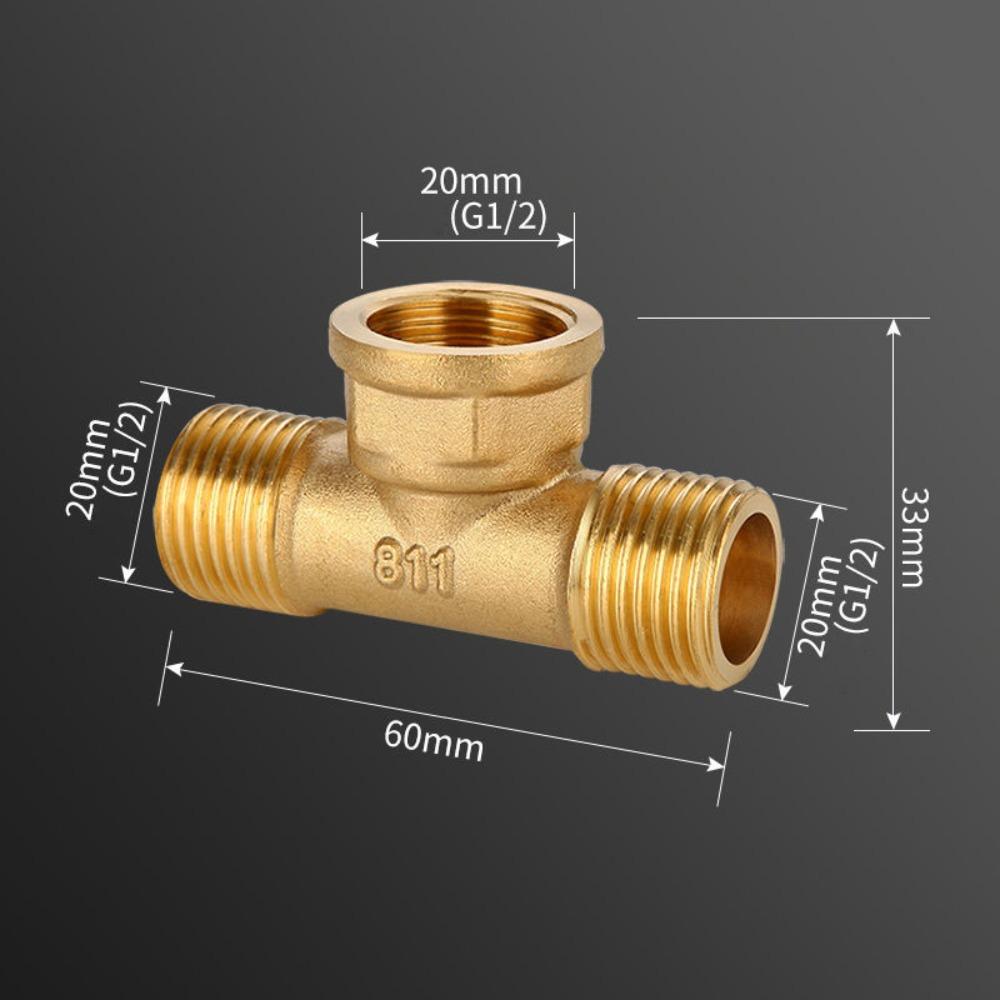 New 1/2 BSP Pneumatic Plumbing Connector Tee Type Male/Female Thread Copper Fittings Water Oil Gas Adapter