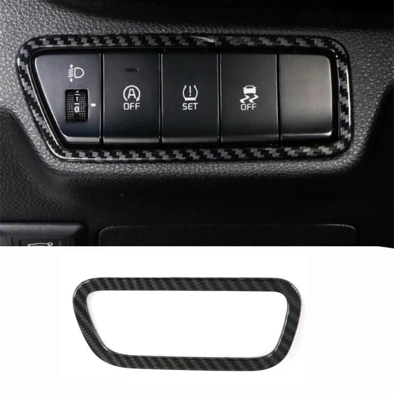 Для Kia Seltos Накладка на кнопку стеклоподъемника Панель переключения передач Крышка подстаканника ABS Карбон Аксессуары для интерьера