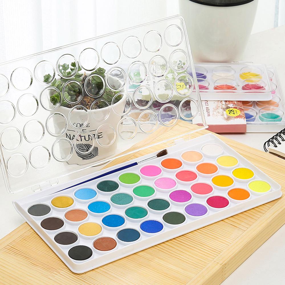 12/16/18/28/36 Colors Portable Solid Watercolor Paint Set Water Color Brush Pen for Child Painting Art Supplies