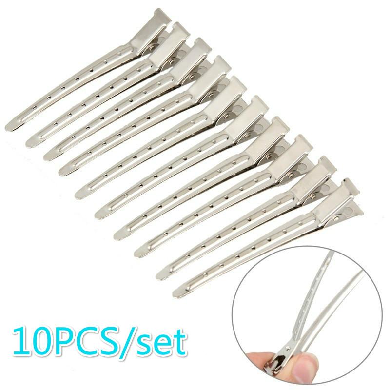 10PCS Partition Hair Clip Spring Hairdressing Tools for Girls Stainless Steel Duckbill Clip Type Styling Accessories