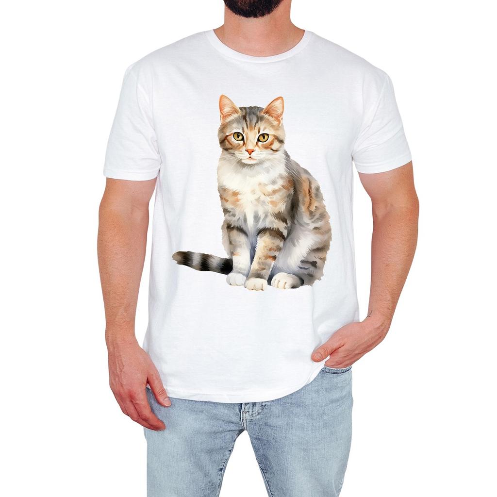 Cute Cat Mens T-Shirt Adorable Kitty Lover Funny Cartoon Animal Lover Gift