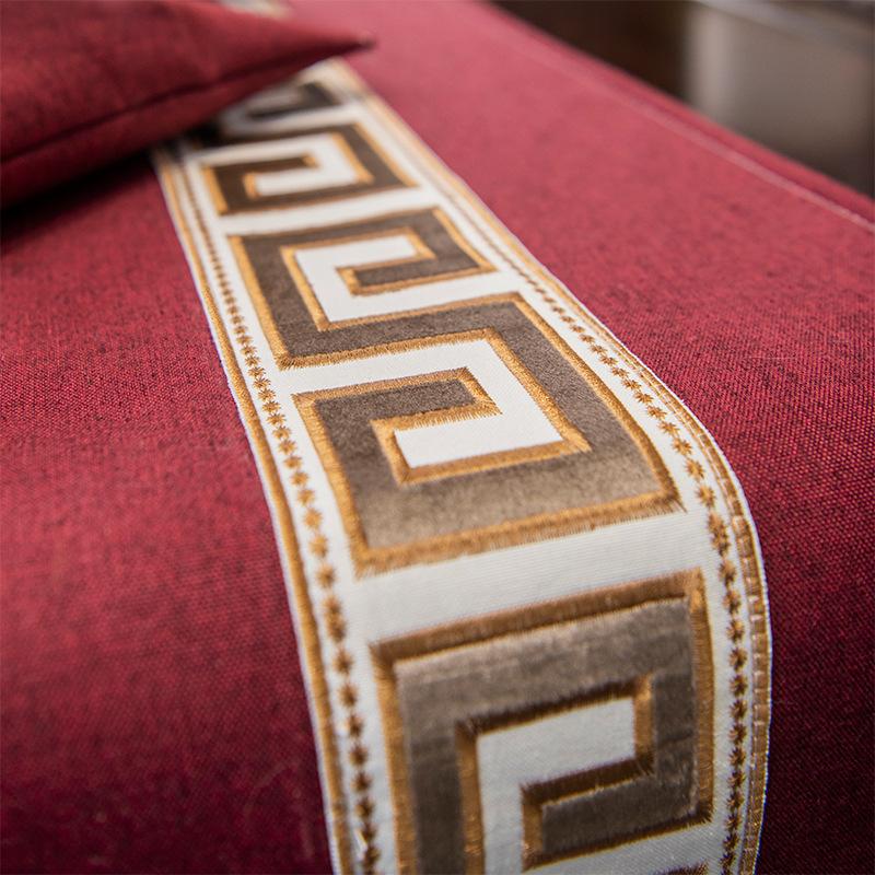 Новая китайская хлопково-льняная подушка для дивана, универсальная подушка для сиденья дивана из массива дерева для всех сезонов, праздничное нескользящее красное полотенце-чехол для подушки сиденья