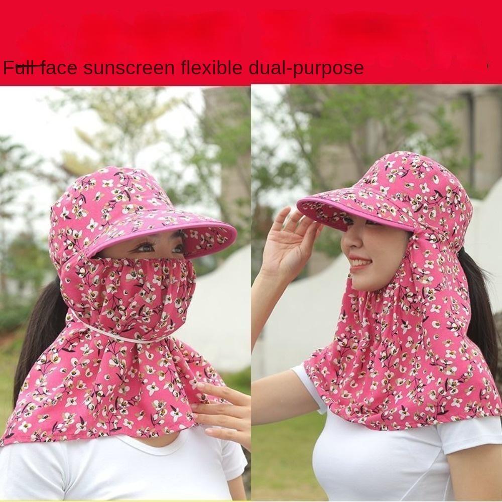 Anti-UV Tea Picking Cap Wide Brim Sunscreen Hat Casual Women's Ponytail Hat Outdoor