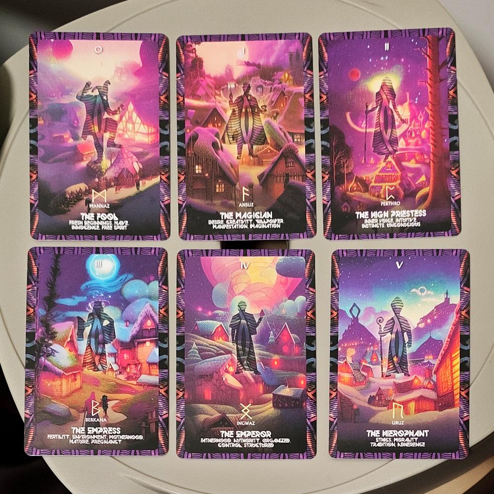 Скандинавская колода Таро 22 карты с руническими символами, Атмосферное фэнтези-искусство для гадания и духовного роста 10*6.5см