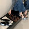 French Flat Bottom One-word Buckle with Square Head Mary Jane Shoes Women's Shoes 2025 Spring and Autumn New Bow Ballet Shoes