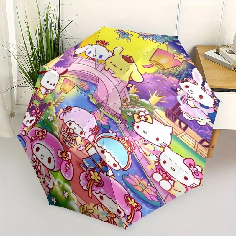 Sanrio's Mid-Autumn Festival Automatic Folding Umbrella - 3 Folding Design, Vivid Cartoon Pattern, Suitable for Outdoor Activities, A Gift for Fans In