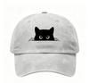 Small black cat print retro street feng shui wash men and women baseball cap casual outdoor sun hat