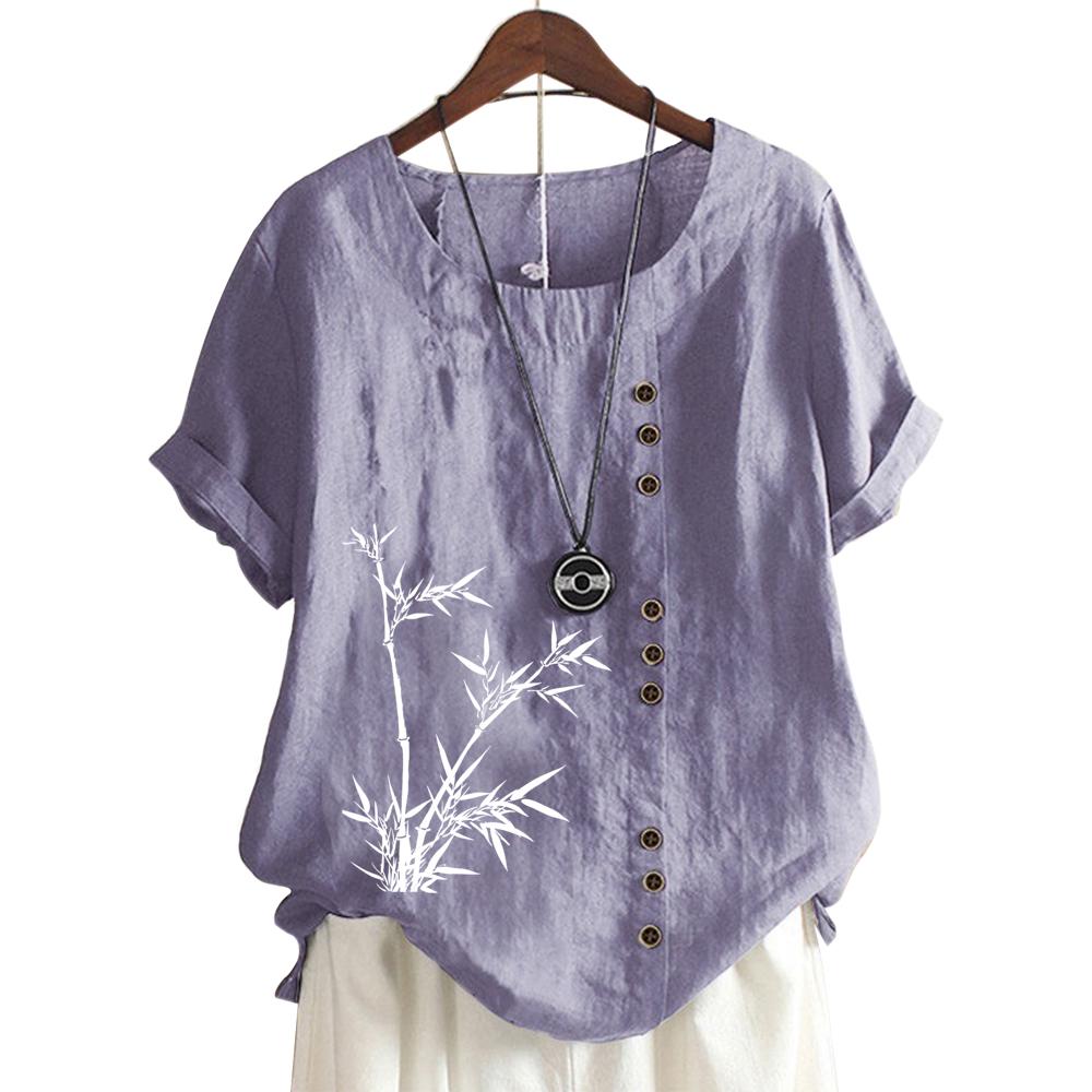 Модный женский хлопковый топ с короткими рукавами, 11 яркими цветочными принтами и круглым вырезом