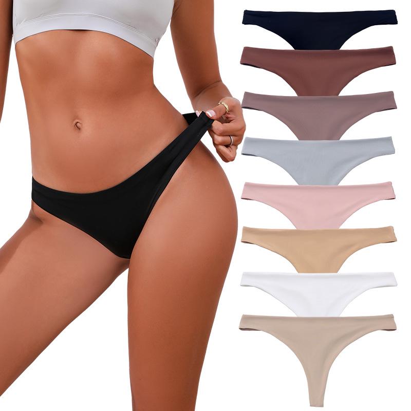 European-American Low Waist Cotton Seamless Nude Thong for Women