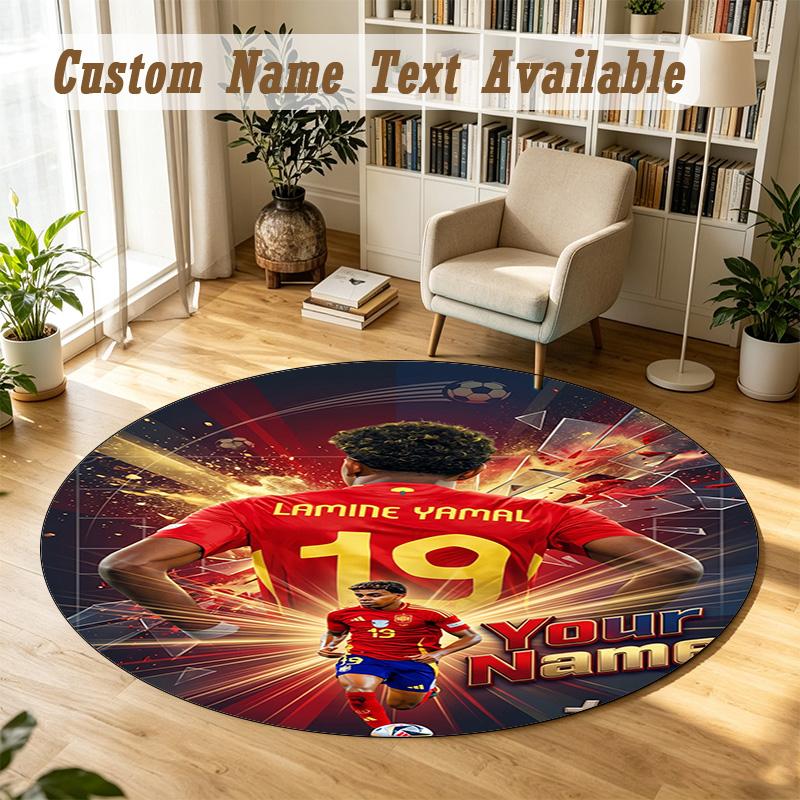 Round Rug Custom NameLamine Yamal Pattern Non Slip Carpet Home Floor Decor