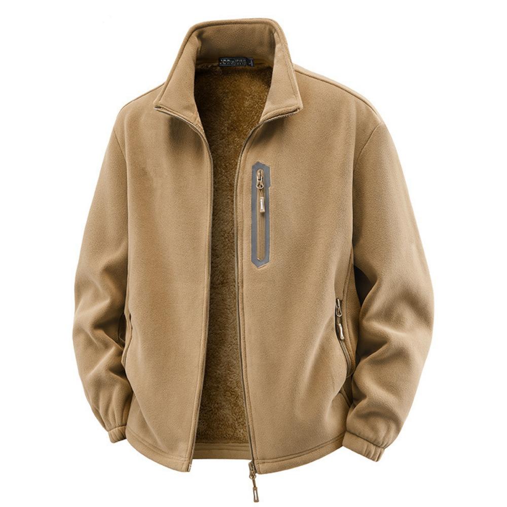 2026 Winter Thicken Polar Fleece Jacket Warm Windproof Full Zip Up Coat Multiple Zipper Pockets Outdoors Plus Size Jackets Outwear