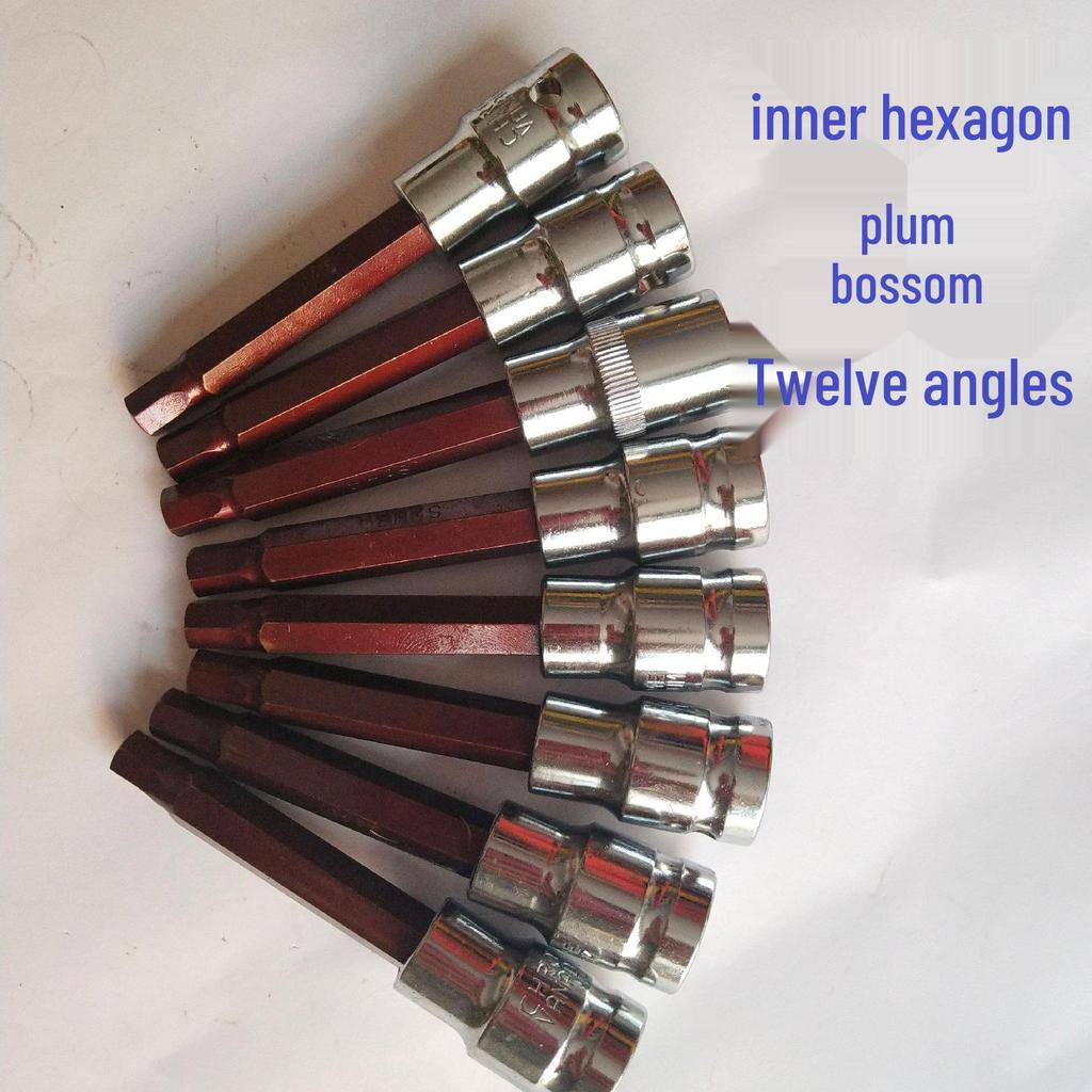 1/2" Hexagonal and Torx Socket Set, Extended Pneumatic Bit for Pressure Tools