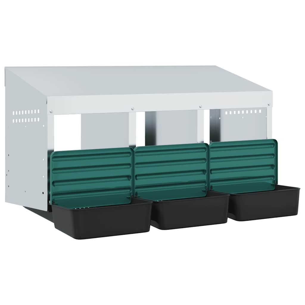 Chicken Nesting Box 3 Compartment Wall Mounted Design Galvanized Steel