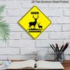 2D Flat 1pc, Funny Deer Crossing Sign - Metal Wall-Mountable Deer Warning Sign, Decor - Novelty Decoration with Deer Crossing Sign for Home & Use