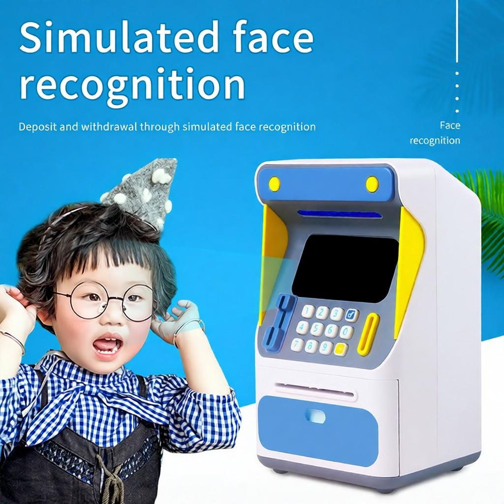 Face Recognition ATM Savings Piggy Money Bank for Real Money for Kids Adults Emulation Card
