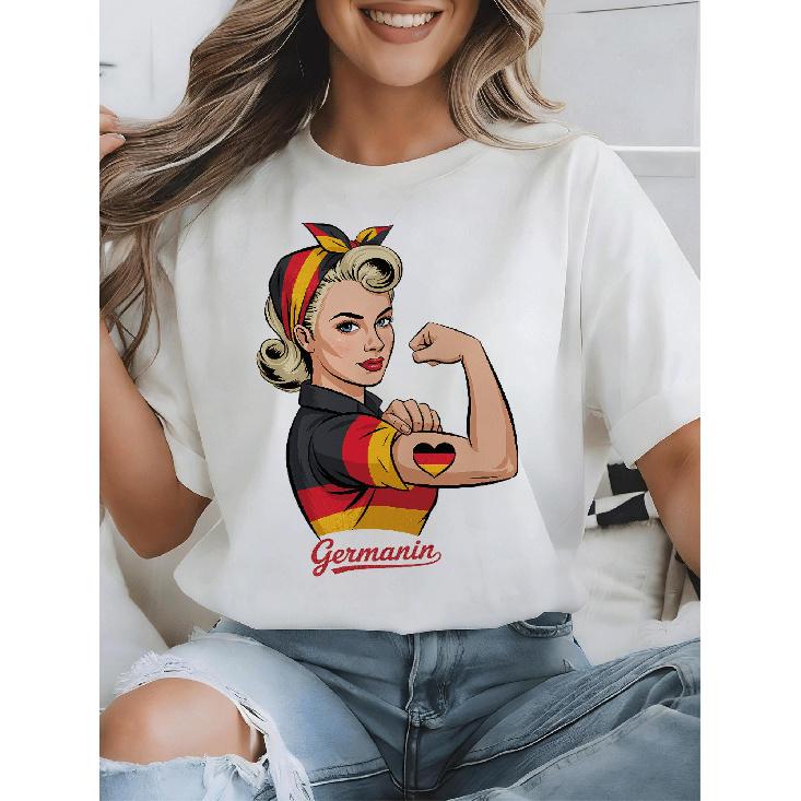 German Women'S Football Fans One Team, One Dream! (4) Overseas Printing Y2K Oversized Unisex T-Shirt For Men Women Retro 2000S Streetwear Baggy