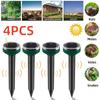 4PCS LED Solar Ultrasonic Square Plug-in Ground Rat Repeller Farm Solar Snake Repeller