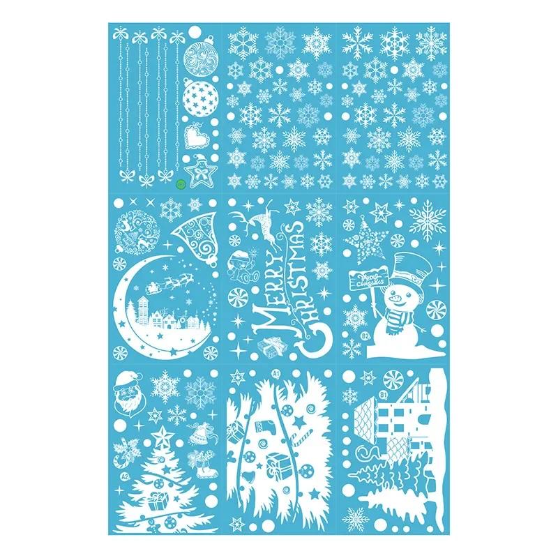 Веселые рождественские наклейки на окна Белая снежинка Лось Наклейка на елку Рождественские украшения Рождественские товары для дома на Новый год