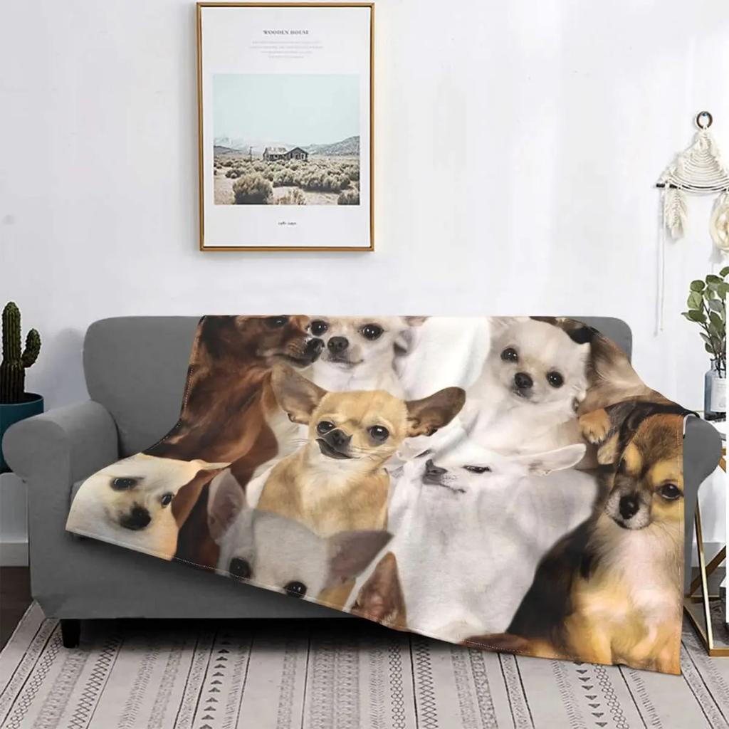 Шерстяные одеяла для собак чихуахуа, милые креативные пледы с животными из мультфильмов для дома, кусок ковра 200x150 см