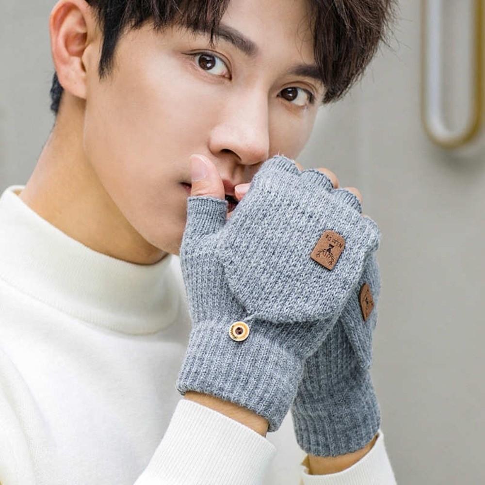 Knitted Warm Gloves Solid Color Skiing Gloves New Flip Flap Gloves  Unisex