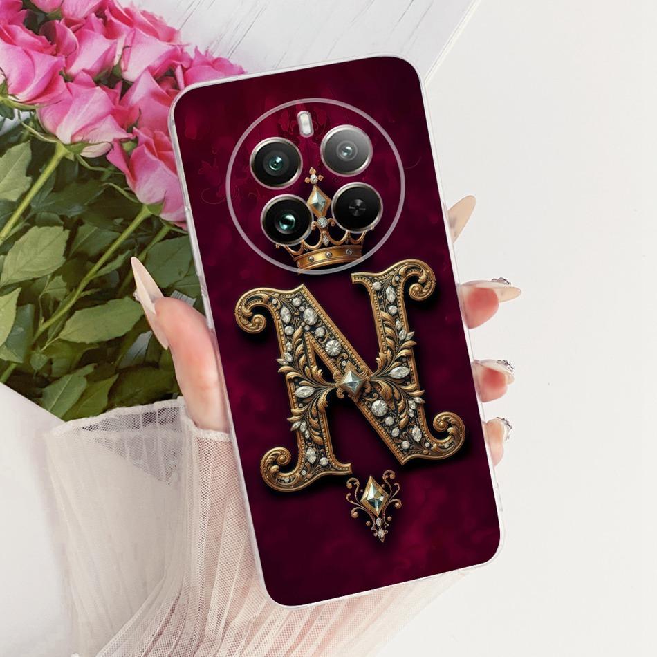 Для Realme 12+ 12X 12 5G Чехол для телефона с королевской короной и инициалами для пары Для Realme12 5G 12Plus 12X Мягкий силиконовый TPU Чехол-бампер