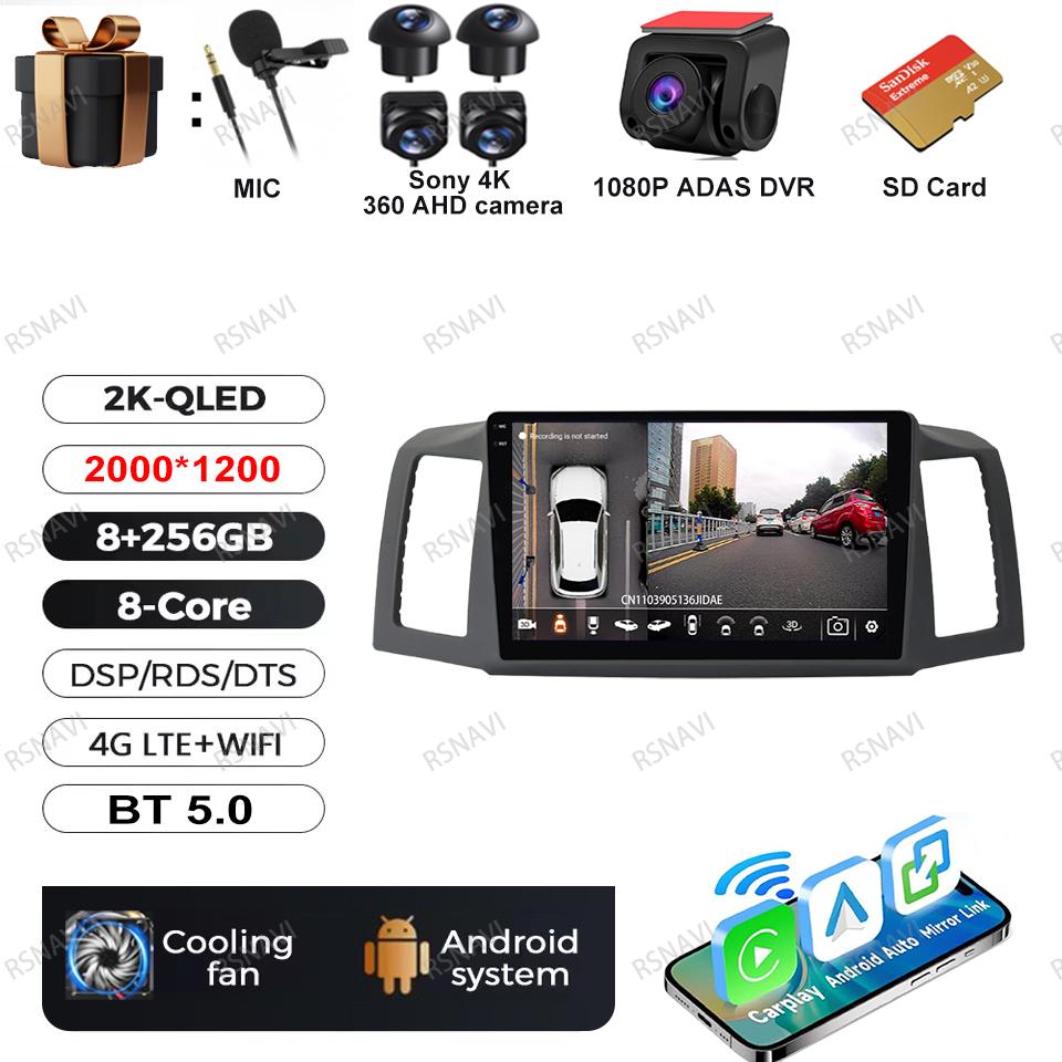 Car Radio Android 16 For Jeep Grand Cherokee 2004 2005 2006 2007 DSP QLED Wireless Carplay Auto Autoradio GPS Stereo DVD 4G LTE