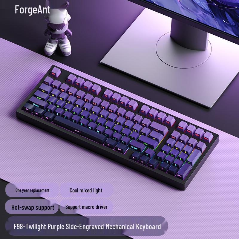 Проводная механическая клавиатура RuiYi F98 с 98 клавишами, с возможностью горячей замены, с боковой печатью, с защитой от залипания всех клавиш, для офиса/игр.