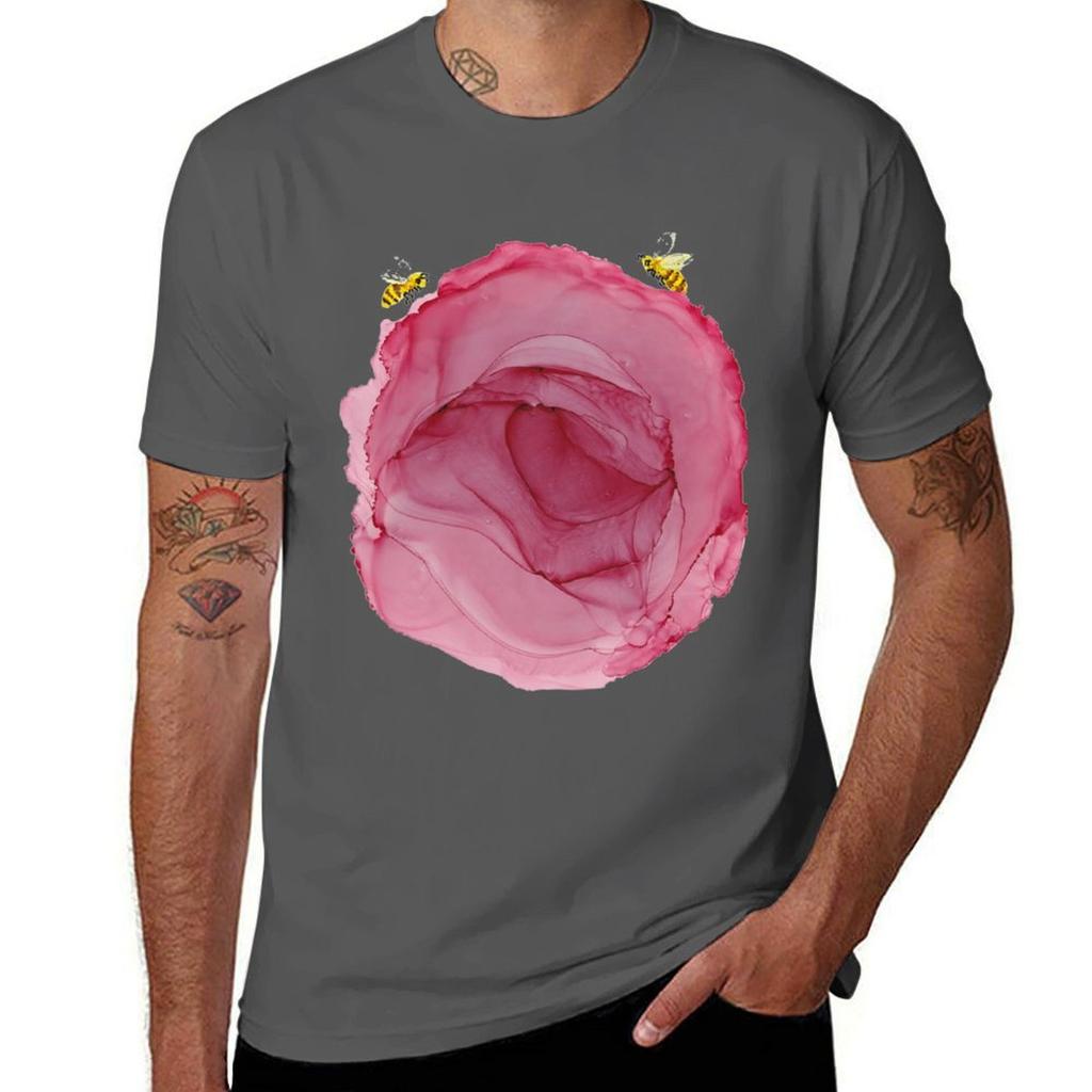 Bees On A Red Rose Tshirt Unisex T Shirts Cotton T Shirt Custom Print Tshirt