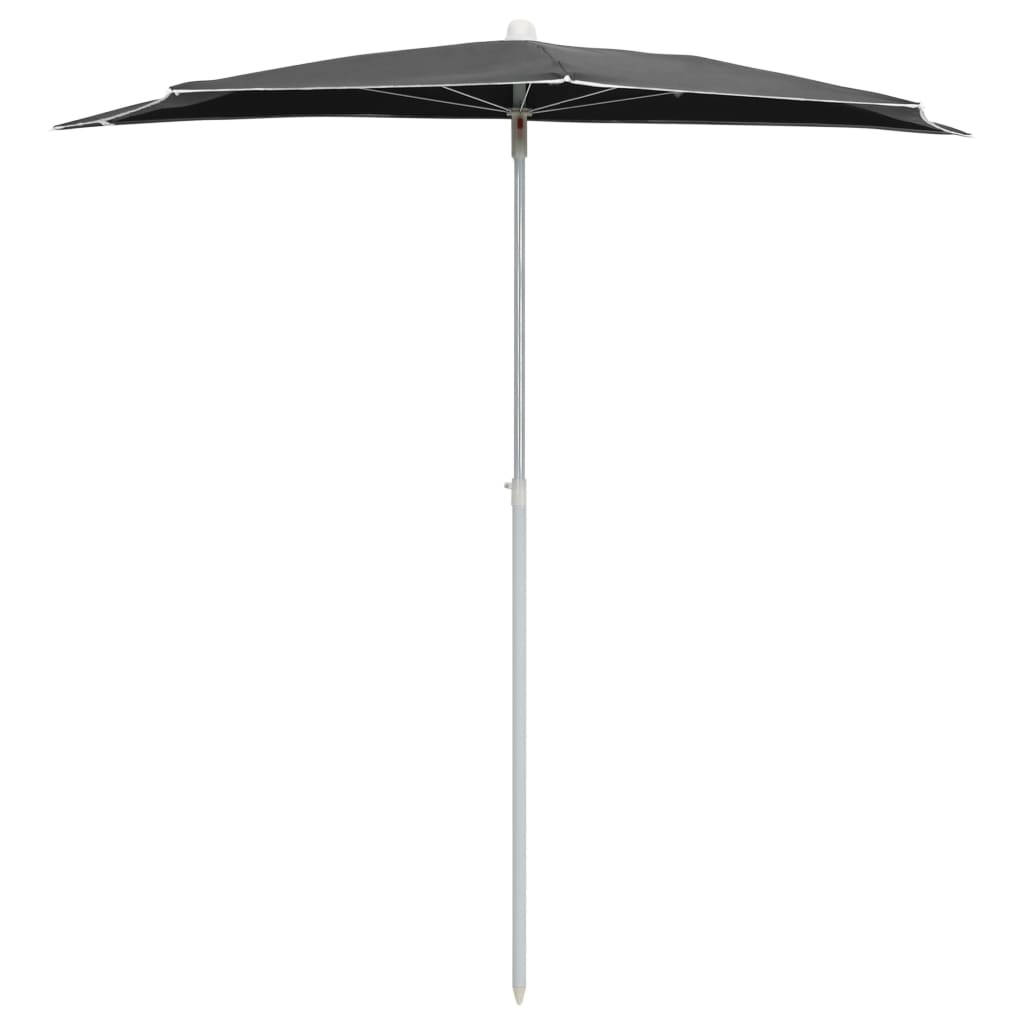 Semi Circular Sun Umbrella with Pole 180 x 90 cm Anthracite