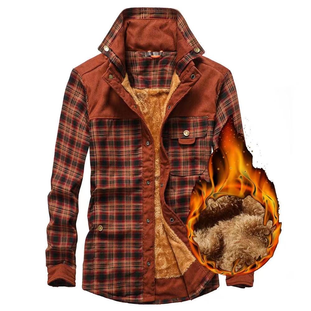 Мужские осенне-зимние повседневные толстые теплые рубашки Camisa Masculina Chemise Homme мужские шерстяные флисовые пальто в стиле милитаркоати