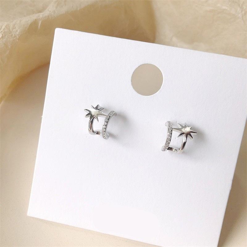 Серьги-гвоздики с бриллиантовой звездой из двух слоев могут быть солеными и сладкими, яркими Mori Girl Sense, модными и универсальными, темпераментными серьгами Octagram