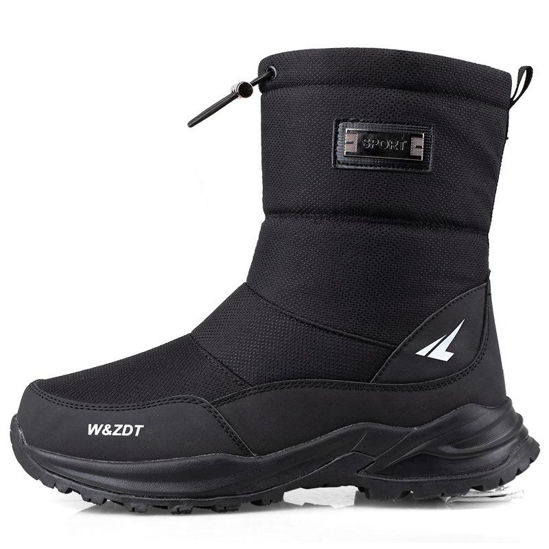Men's Winter Shoes Cotton Waterproof Leather Men Warm Sneakers Non-slip Men Walking Hiking Shoes