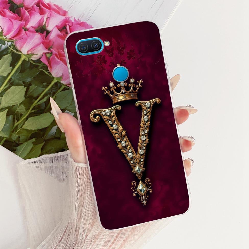 Прозрачный чехол-бампер для Oppo A12, роскошная корона, эстетичный, буквы от A до Z, 2D плоский узор, мягкий корпус для Oppo CPH2083 CPH2077