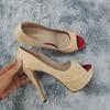 Women Pumps New Fashion 14cm Sexy Peep Toe High Heels Velvet Platform Thin Heel Lady Party Dance Red Wedding Women Shoes
