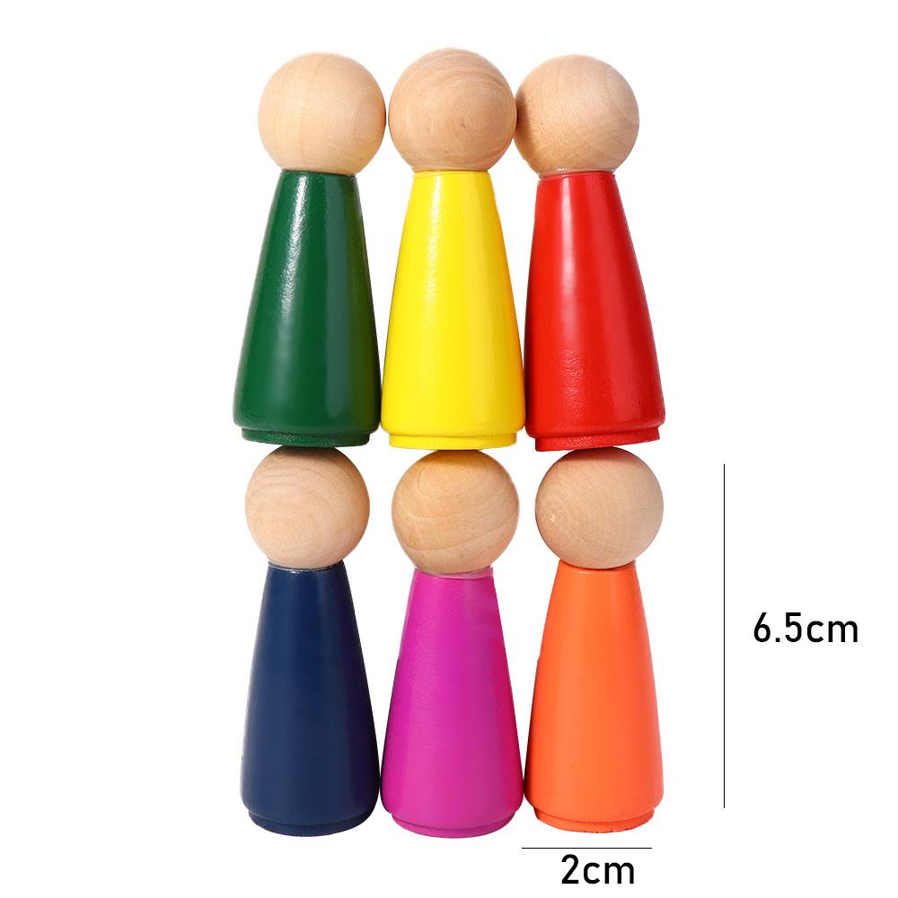 Cognitive People Figures Doll Colorful Blocks Peg Dolls Building Blocks Rainbow Color Puzzles Toy