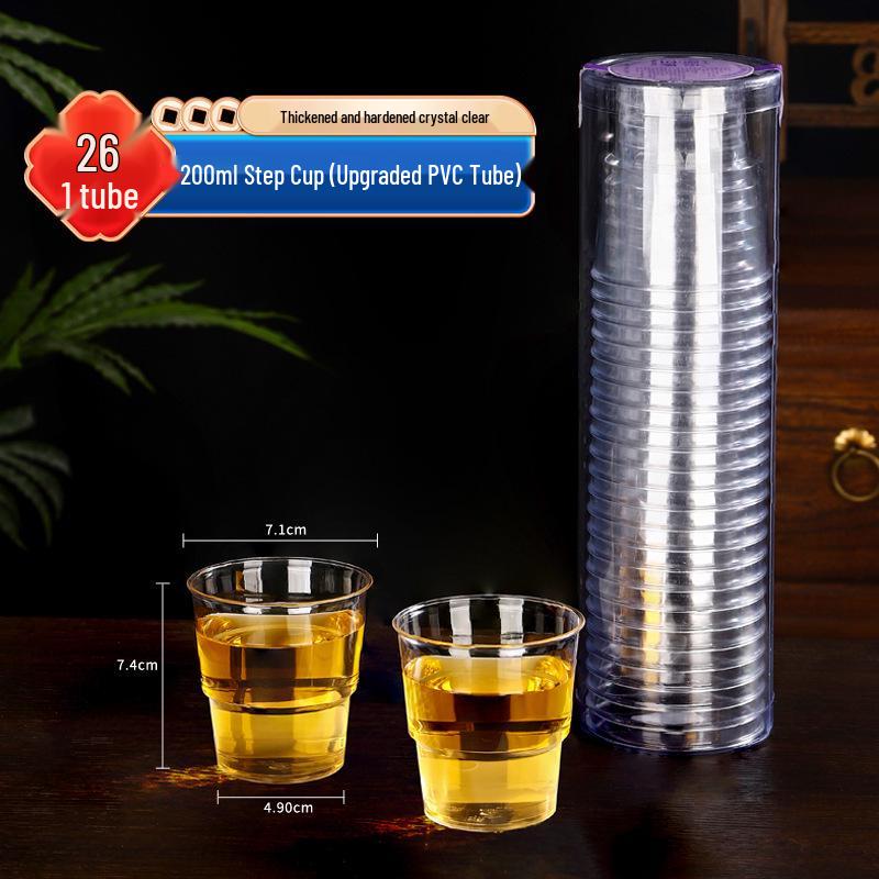 Disposable Transparent Food-Grade Plastic Cups, Thickened for Household & Reception Use